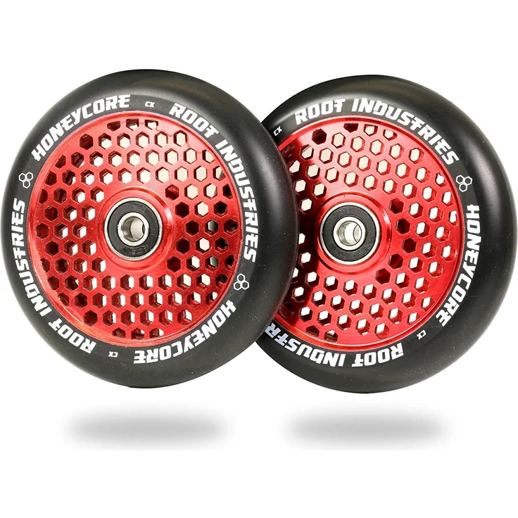 Root Industries Stuntscooter 2 x Root Industries Honeycore Stunt-Scooter Rolle 110mm Rot/PU Schwarz - Leichte Stunt-Scooter Rolle mit Honeycore Design – Bild 1