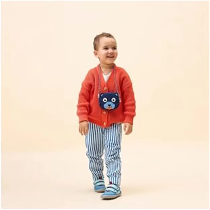 Affenzahn Kinderportemonnaie Brustbeutel zum Umhängen, mit Reißverschluss und Klick-Verschluss, farbenfrohes Design mit Tiergesicht, Jungen und Mädchen – Bild 2