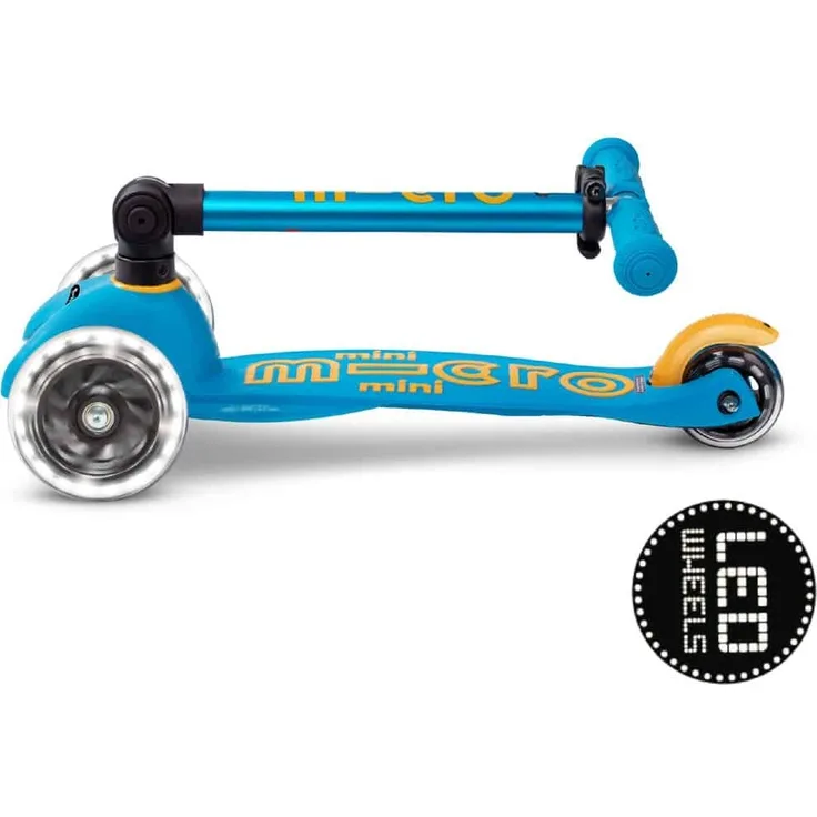 MicroMaxx Havit Modern Buds Bluetooth-Headset Kopfband, faltbares Kickboard inkl. LED Rollen, ideal für Kinder ab 2 Jahren, blau
