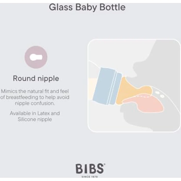 BIBS Baby Glass Bottle 240 ml, BPA-freie Glasflasche aus Borosilikatglas, Farbe Ivory – Bild 4