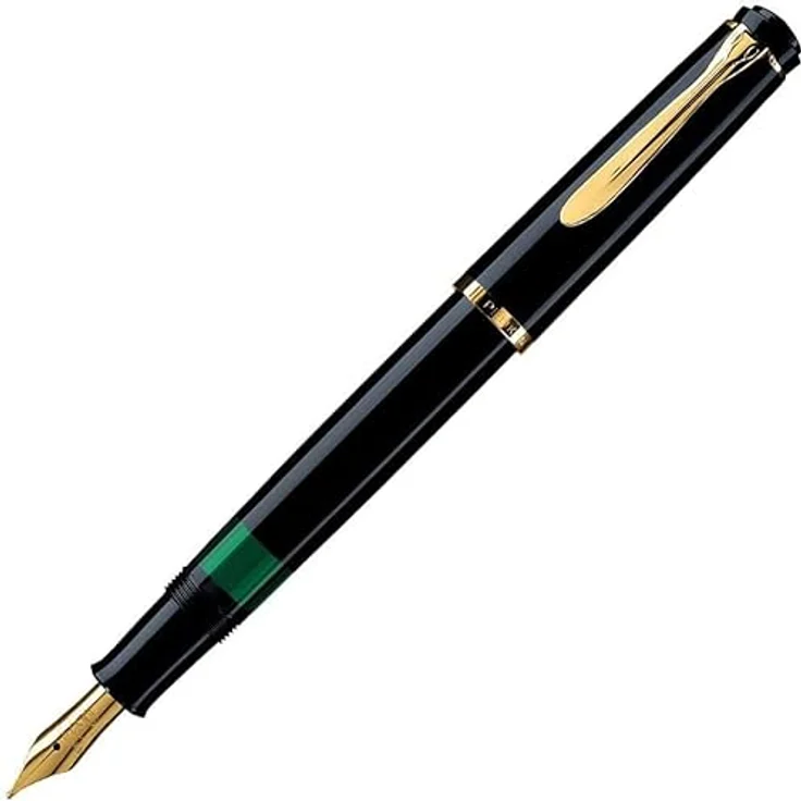 Pelikan Kolbenfüllhalter Classic M200, vergoldete Edelstahlfeder, F Feder, schwarz – Bild 4