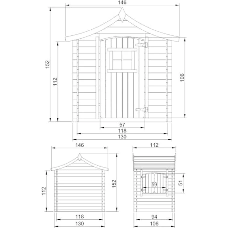 Timbela Kinderspielhaus M550-1, Holzspielhaus für Kinder im Freien, B112xL146xH152 cm, hell und luftig, individuelle Farbgestaltung möglich – Bild 5