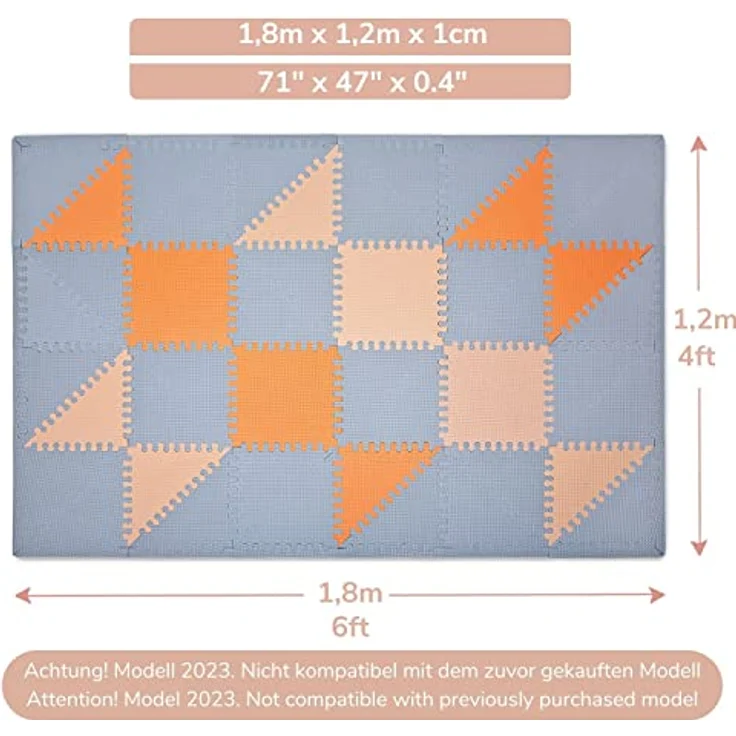 Hakuna Matte große Puzzlematte für Babys Hygge 1,8x1,2m – Stylische Spielmatte in Einer umweltfreundlichen Verpackung – schadstofffreie, geruchlose Krabbelmatte – 48 Dreiecksfliesen, 20 Seitenränder – Bild 2
