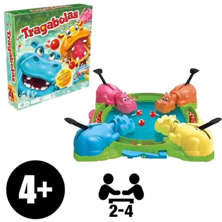 Hasbro Gaming Tragabolas Comilon, Brettspiel für 2 bis 4 Spieler, spanisch-portugiesische Version, Kinderspielzeug ab 4 Jahren mit einfacher Murmelversorgung und praktischer Aufbewahrung – Bild 2