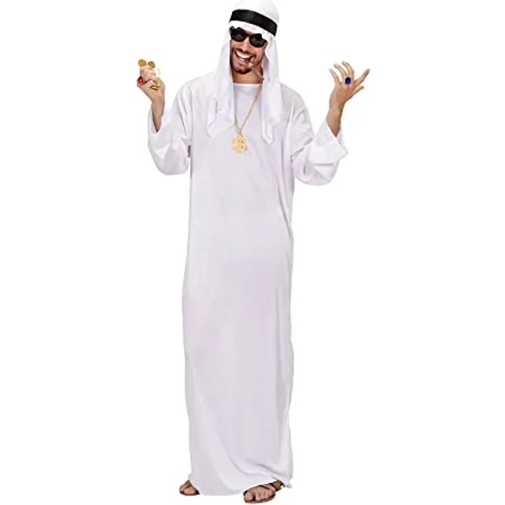 W WIDMANN MILANO Party Fashion Kostüm arabischer Scheich, weiße Tunika, Größe XXL, ideal für Karneval und Mottopartys
