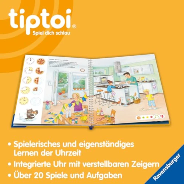 Ravensburger tiptoi® Buch - Meine Lern-Spiel-Welt - Uhr und Zeit mit interaktiven Lerninhalten für das Uhrenlesen – Bild 5
