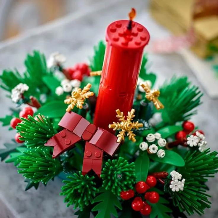 LEGO Iconic 40743 Weihnachtsgesteck Bausatz, festliche Weihnachtsdeko mit roter Kerze und bunten Details, mehrfarbig – Bild 7