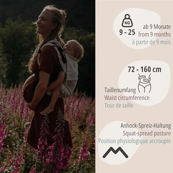 Hoppediz Babytrage Buckle Toddler, verstellbares Rückenteil, ergonomische Träger, integrierte Kopfstütze, für Kinder von Größe 80/86 bis 116 – Bild 3