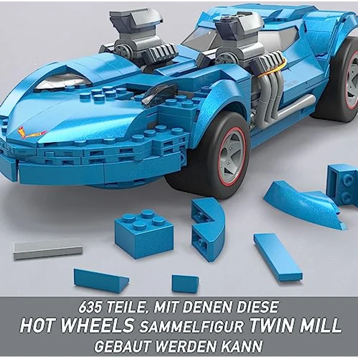 MEGA HOT Wheels Twin Mill - Großes Bauspielzeug mit 635 Teilen, detailreiches Innenleben, herausnehmbare Motoren, für Erwachsene, HKV07 – Bild 2