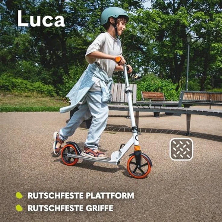 lionelo Cityroller LUCA, klappbarer Tretroller mit Stoßdämpfer, 200mm Rädern, ABEC7 Kugellager, Aluminium, schwarz – Bild 5