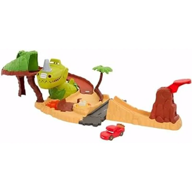 Mattel Disney+ Dino Park Playset, Fahrzeugspielset mit Cave Lightning McQueen und Abschussrampe – Bild 4