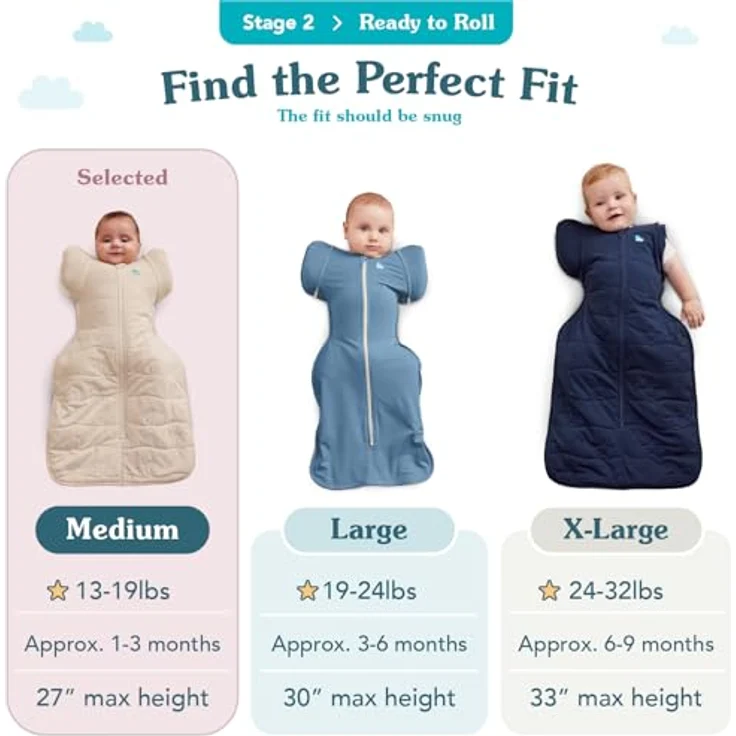 Love To Dream Wickelsack für den Übergang, Größe M, 6–8,5 kg, Weiß, abnehmbare Flügel, 2,5 Tog, maschinenwaschbar, Doppelreißverschluss – Bild 3