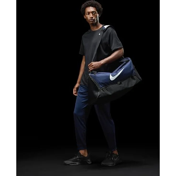 Nike Sporttasche NK BRSLA M DUFF - 9.5 (60L) MIDNIGHT NAVY/BLACK/WHITE, strapazierfähige Kindersporttasche mit separatem Schuhfach – Bild 8