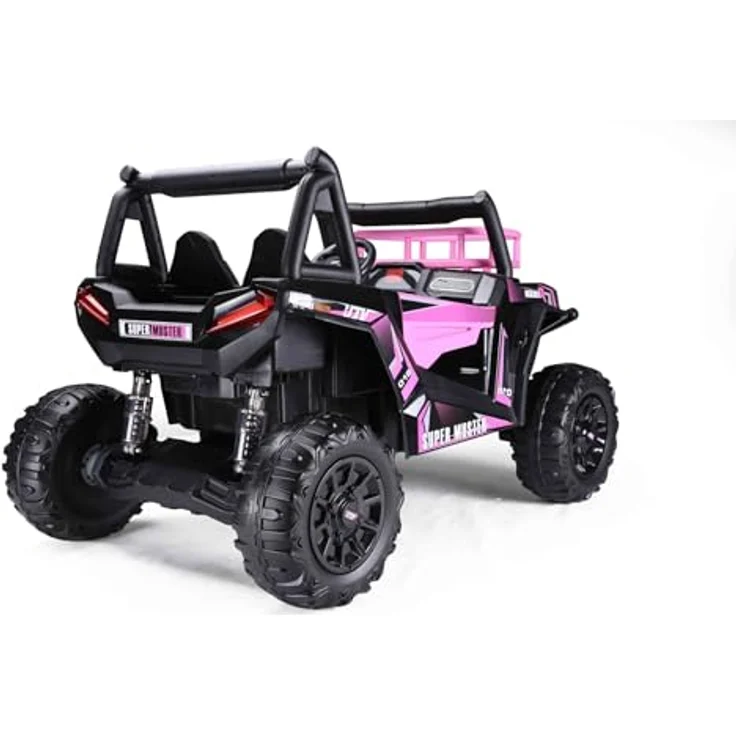 RIRICAR Elektroauto für Kinder R24V UTV, Rosa, 2-Sitzer mit 2,4 GHz Fernbedienung, 2 x 200 W Motor, Lithium-Akku, EVA-Räder, gepolsterter Sitz, USB, SD-Karte – Bild 4