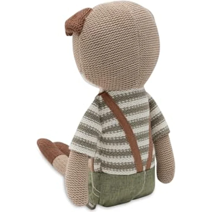 Jollein Kuscheltier Hund Mick, Gestrickt, 30 cm, Mit Latzhose, Handwaschbar, Stofftier für Babys und Kinder, Pflegeleicht und Hygienisch – Bild 2