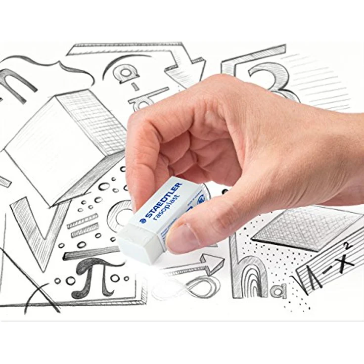 STAEDTLER 526 B3BK3D Radierer rasoplast phtalat- und latexfrei,, 19 x 13 x 43 mm, 3 Stück auf Blisterkarte, weiß – Bild 4