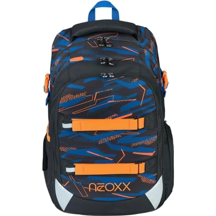 neoxx ACTIVE Pro Streetlight Runner, Schulrucksack aus recycelten PET-Flaschen mit 3 Fächern, Geheimfach, höhenverstellbaren gepolsterten Trägern, Volumen ca. 30 Liter, robuste und reflektierende Oberflächen – Bild 1