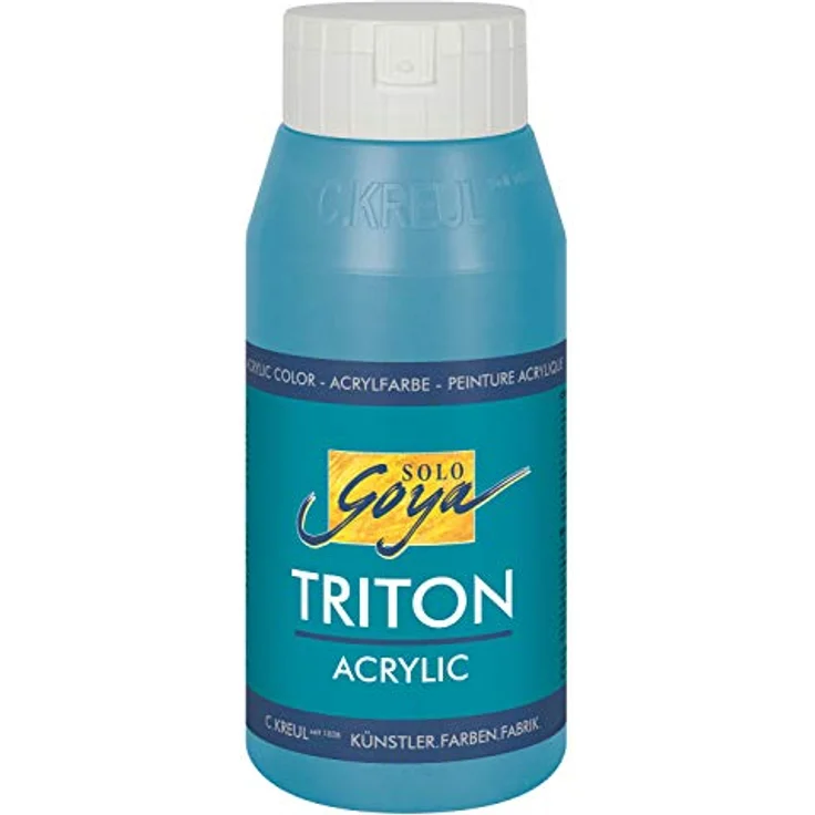 KREUL Solo Goya Triton Acrylfarbe türkisblau, 750 ml Flasche, matt trocknend, Wasserbasis, Studioqualität, gut deckend und vielseitig einsetzbar – Bild 1