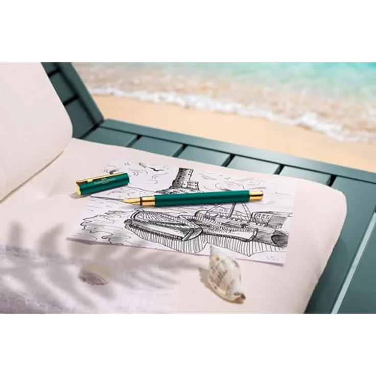 Faber-Castell Füller Neo Slim, Limited Edition in Gold Rainforest, Edelstahl Feder EF, Metall schaft grün – Bild 8