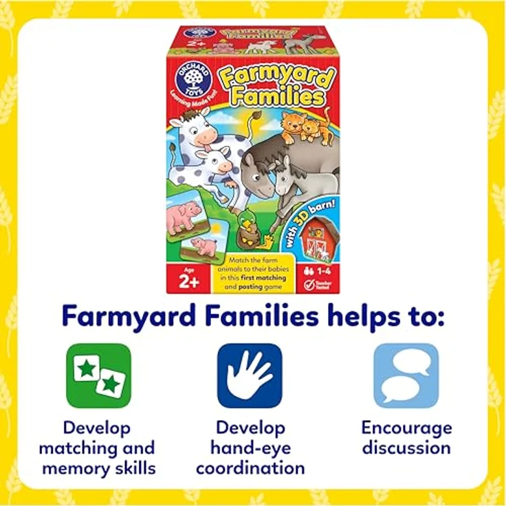 Orchard Farmyard Families, Zuordnungs- und Buchungsspiel mit 30 Karten und 3D-Scheune für Kinder ab 2 Jahren – Bild 6