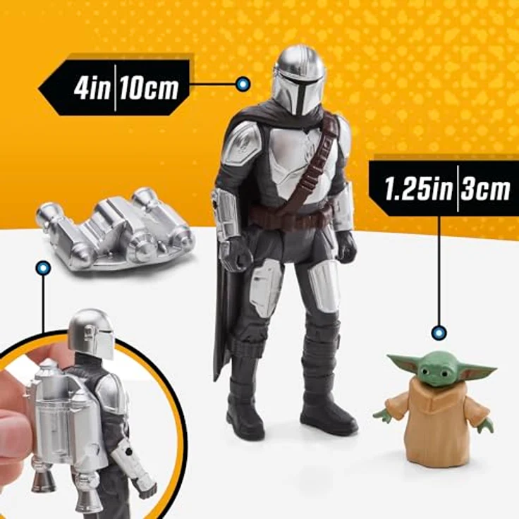 Star Wars Epic Hero Series N-1 Sternenjäger des Mandalorianers, große Action-Figur (10 cm) mit Grogu Figur (3 cm) und abnehmbaren Accessoires, 43 cm langes Raumschiff mit schusssicheren Projektile Öffnungen – Bild 3