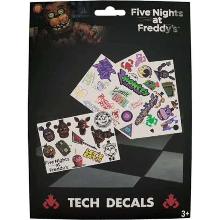 FaNaTtik Five Nights at Freddy's Tech Sticker Pack, 4 Bögen mit 47 wiederverwendbaren Vinyl-Aufklebern – Bild 2