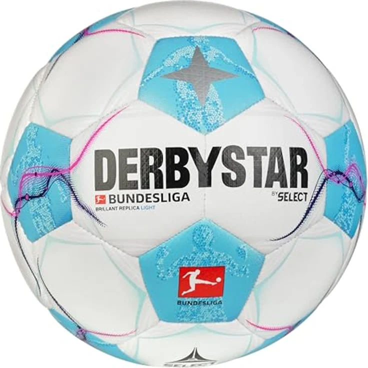 Derbystar Bundesliga Brillant Replica Li Ball, Jugend-Freizeitball in Weiss/Blau/Pink, 5 – Bild 1