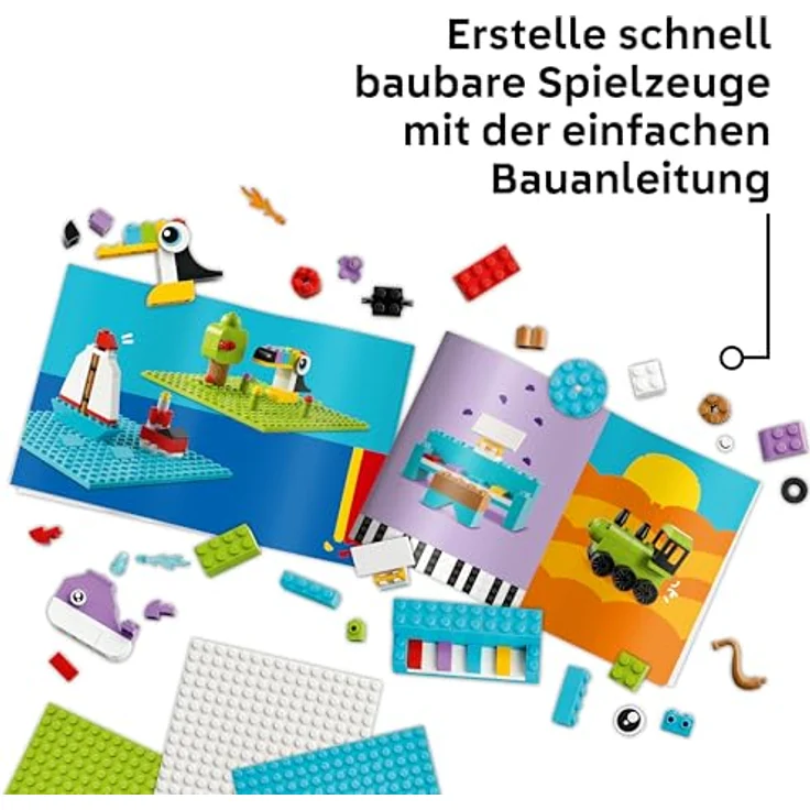 LEGO Classic Creative Build-and-Play Box 11044, 750-teiliges Bauset mit bunten Steinen für Kinder ab 5 Jahren, vielseitige Spielzeuge wie Haus, Hund, Löschauto und Klavier – Bild 5