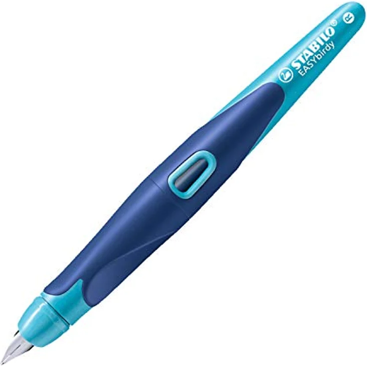 Ergonomischer Schulfüller für Rechtshänder mit Anfänger-Feder A - STABILO EASYbirdy in mitternachtsblau/azur - Einzelstift - inklusive Patrone und Einstellwerkzeug - Schreibfarbe blau (löschbar) – Bild 3