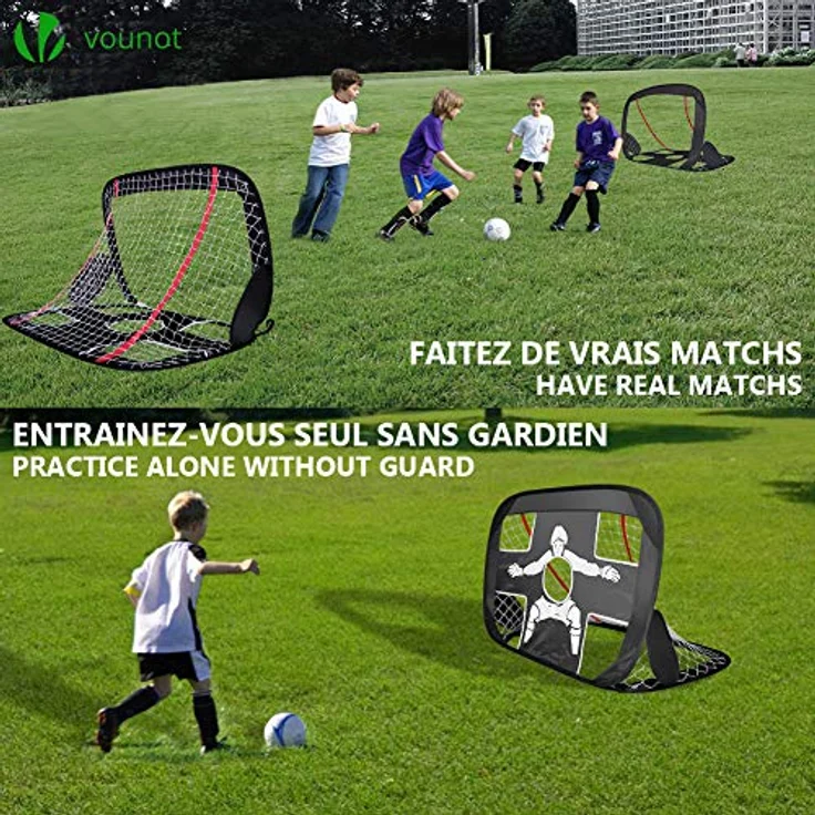 VOUNOT Fußballtor für Kinder 2er Set, Klappbares 2 in 1 Pop Up Tor, für Garten, Indoor, Outdoor (120 x 80 cm) – Bild 4