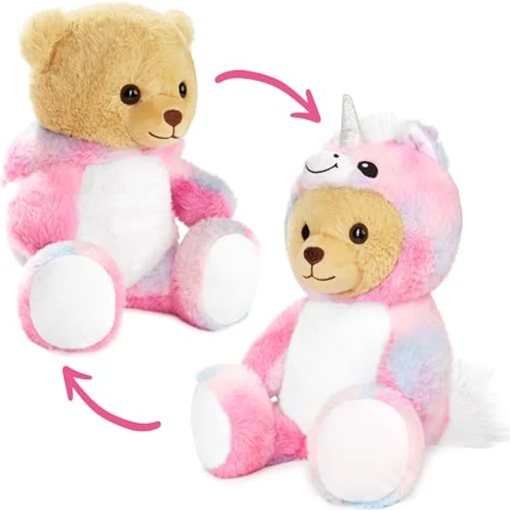 BRUBIES Teddy Einhorn - 25 cm Kuscheltier im Einhornkostüm mit abnehmbarer Kapuze - Weiches Plüschtier für kuschelige Abenteuer – Bild 1