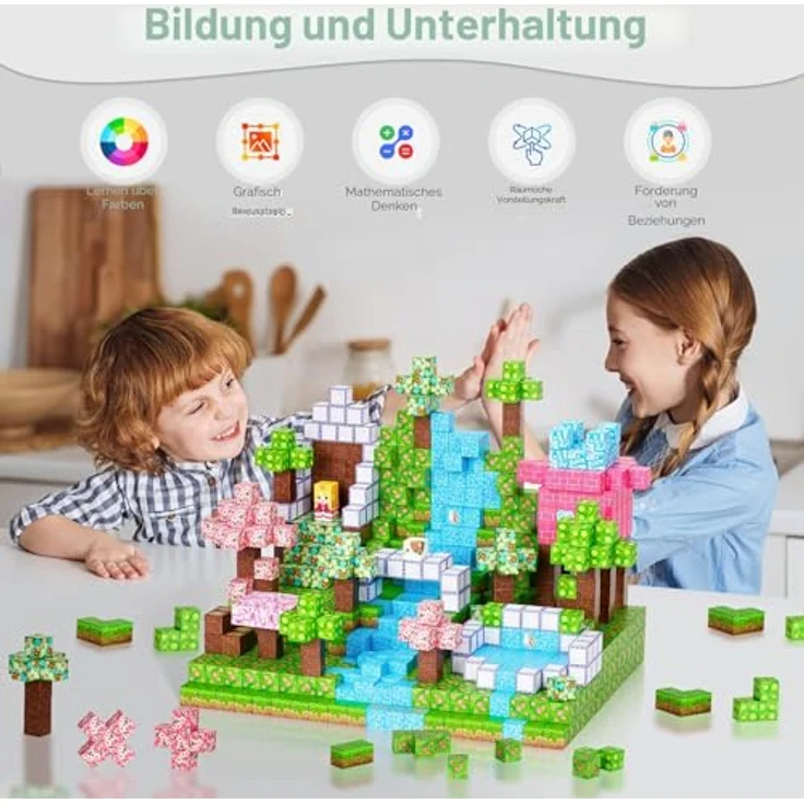 Coolzon Magnetische Bausteine Blöcke 154 Stück, Magnete Welt Set, Grün, sicherer und langlebiger Baukästen für Kinder ab 3 Jahren, fördert Kreativität und motorische Fähigkeiten – Bild 4