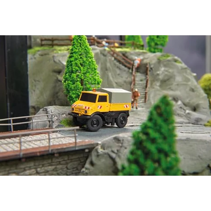 Carson 500504146 1:87 MB Unimog U406 Zweiwegefahrzeug 100% RTR - RC Auto, H0 Auto, Diorama Fahrzeug, 60 Minuten Fahrzeit, 45 Minuten Ladezeit, 2,4GHz Fernsteueranlage, Made in Germany – Bild 5