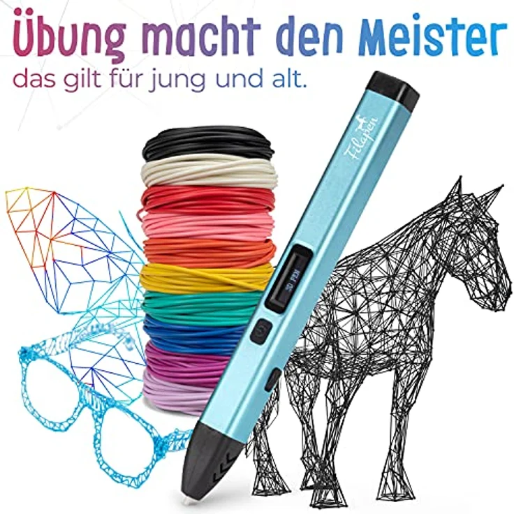 Filapen® Premium 3D Stift mit 10 Filamenten und Etui – Bild 8