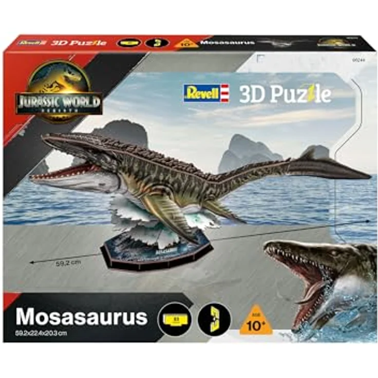 Revell® 3D-Puzzle Jurassic World Rebirth Mosasaurus, 83 Puzzleteile mit Dioramaplatte – Bild 2