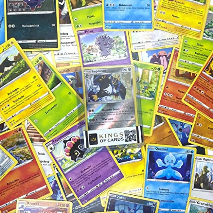 KingsofCards Pokemon Kartenpaket mit 50 Karten und einer Holokarte + Toploader Boosterfrisch Geschenkset Deutsch – Bild 1
