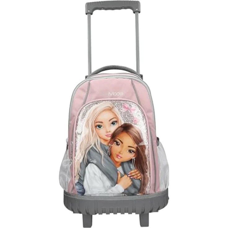 Depesche TOPModel My BFF Schulrucksack Trolley, Rosa und Grau, mit Glitzer, 3 Fächern, Teleskopgriff und Rollen – Bild 2