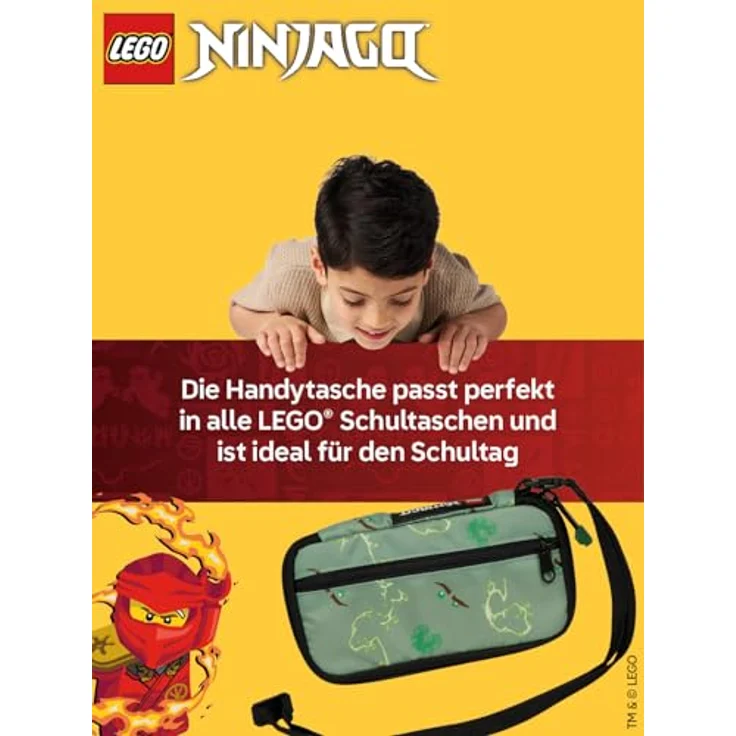 SKANDO BAGS LEGO® NINJAGO® Portmonee Kinder mit Handyfach, Reißverschluss & Umhängeband, perfekt für Spinjitzu Master, 17 x 9,5 x 2 cm – Bild 2