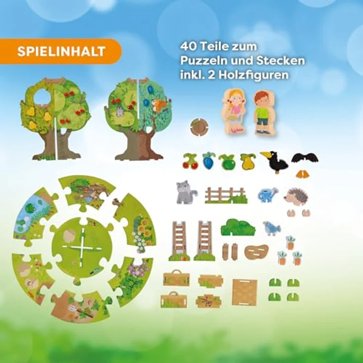 HABA 3D-Puzzle Spielwelt Obstgarten, Brettspiel zur Förderung von Feinmotorik & Kreativität für Kinder ab 3 Jahren mit Rabe Theo & Freunden – Bild 4