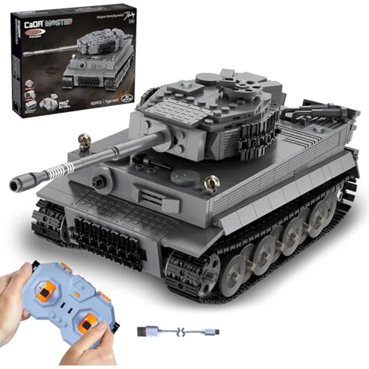 Grau CaDA Panzer Tiger 1:35, RC Modell mit 2,4GHz Fernsteuerung, robuste Bauweise, schnellladefähig – Bild 1