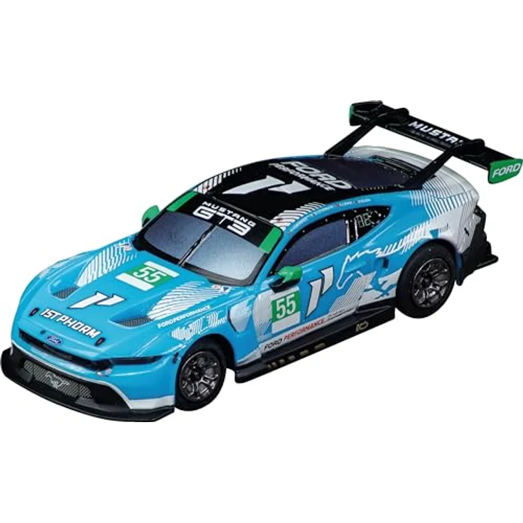 Carrera Ford Mustang GT3 No. 55, detailgetreues Rennbahn Zubehör im Maßstab 1:50 mit App-Steuerung, Front- und Rückleuchten, Akkuladung 3,7 V - 100 mAh und USB-C-Kabel – Bild 2
