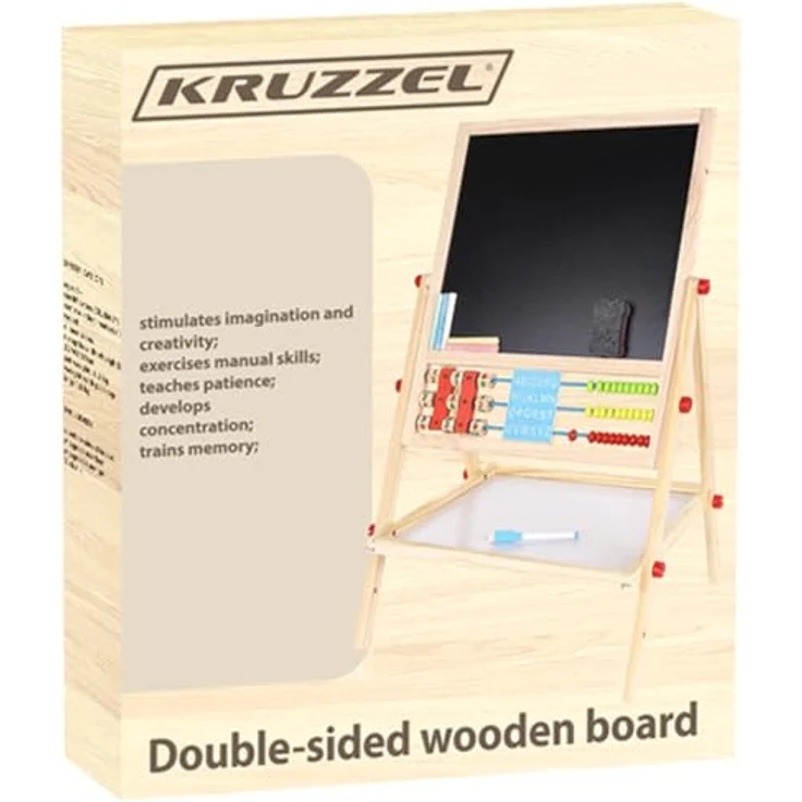 KRUZZEL Standtafel Faltbare Kindertafel, Doppelseitige Kreidetafel aus Holz – Bild 4