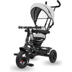 HyperMotion Kinderdreirad von 1 Jahr bis 20 kg, graues Dreirad mit Schiebelenker für Eltern, 1-4 Jahre