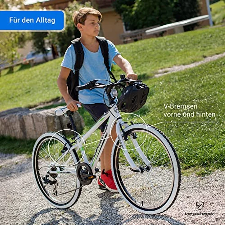 Bergsteiger Kansas 20, 24 Zoll Kinderfahrrad, geeignet für 6, 7, 8, 9, 10, 11 Jahre, Shimano 6 Gang-Schaltung, Mountainbike mit Weißwandbereifung, Jungen-Fahrrad, Mädchen-Fahrrad - Preisvergleich – Bild 3