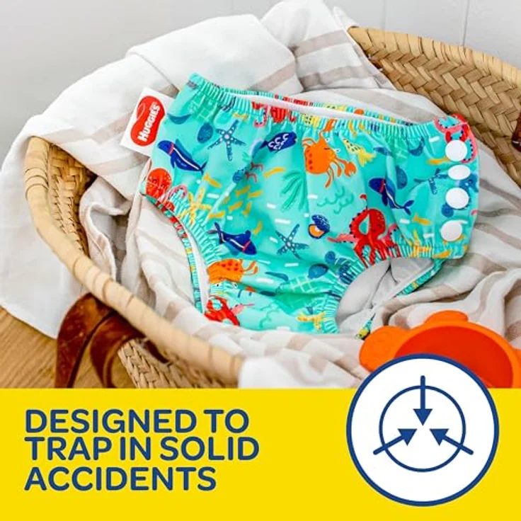 HUGGIES Little Swimmers Wiederverwendbare Schwimmwindel Größe 5-6 Unter Wasser, Nylon/Elasthan beschichtet, 13+ kg, Blau – Bild 5