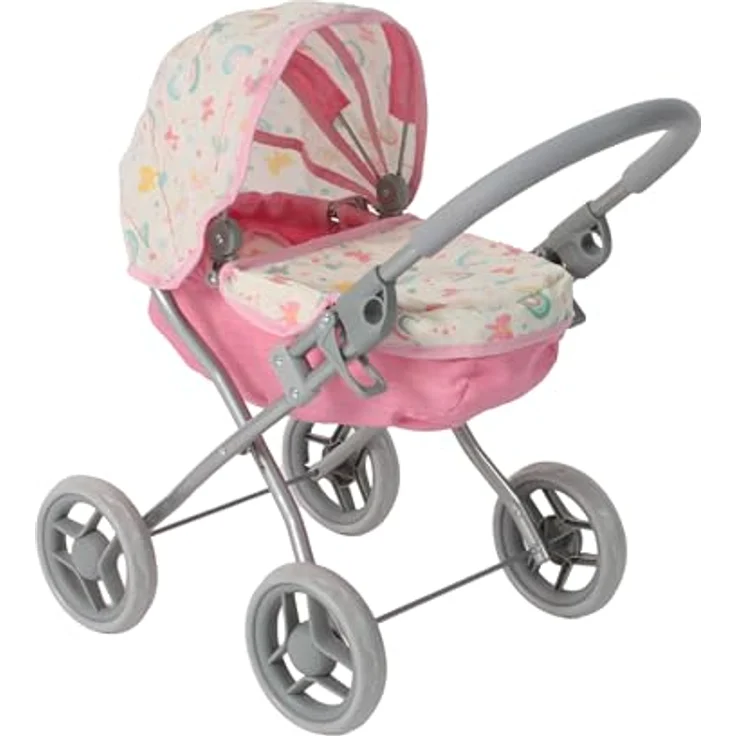 Bayer Chic 2000 Puppenwagen Lilli Schmetterlinge, Klassischer Puppenwagen mit klappbarem Sonnenverdeck, kindgerechter Schieberhöhe von 55 cm – Bild 4