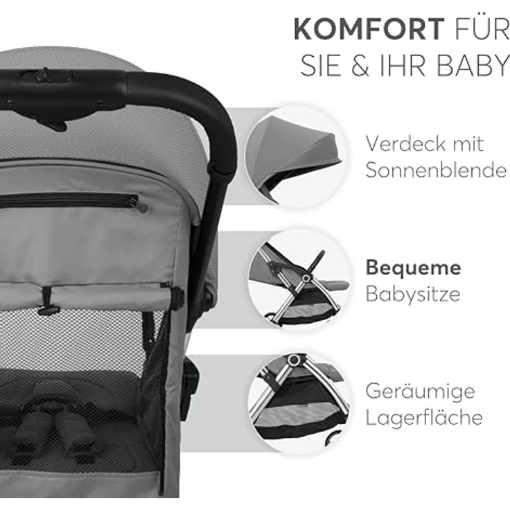 Kikkaboo Kinder-Buggy Kinderwagen, Buggy Eden 22 kg, Federung Regenschutz zusammenklappbar – Bild 10