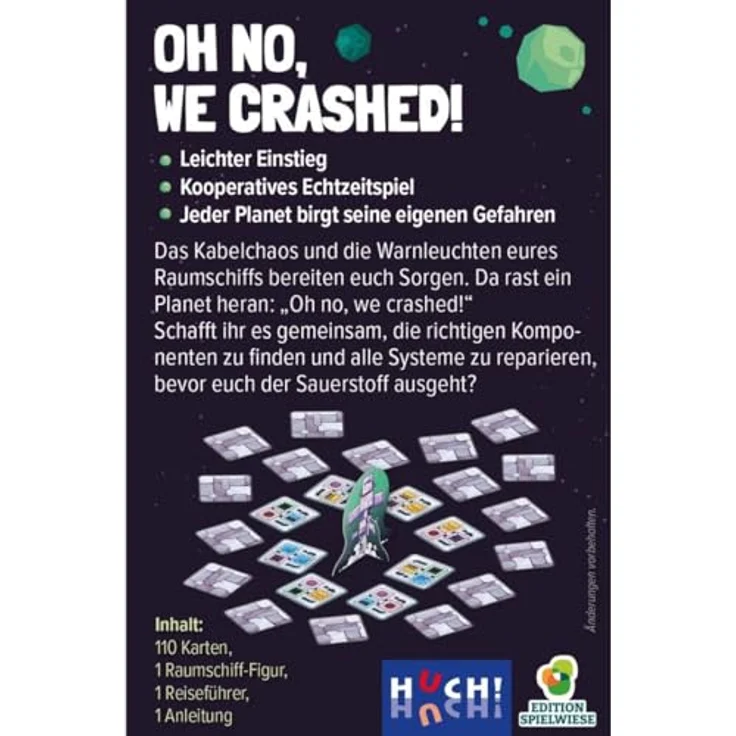 Edition Spielwiese Oh no, we crashed, kooperatives Weltraum Spiel für 1–5 Spieler ab 6 Jahren, 10 einzigartige Planeten – Bild 7