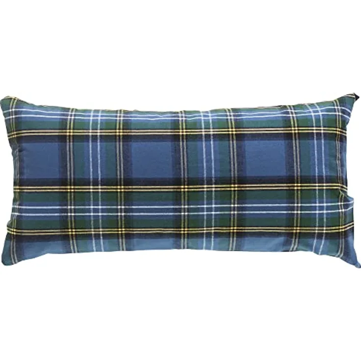 Erwin Müller Kissenbezug, Kissenhülle Flanell buntgewebt blau Größe 40x80 cm - hautsympathisch, atmungsaktiv, samtweich, 100% Baumwolle, mit Knopfverschluss (weitere Größen)