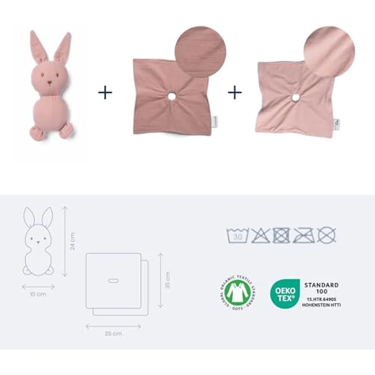 Doomoo You&Me Schnuffeltuch Baby, Schmusetuch aus Bio-Baumwolle und organischem Frottee, 2 in 1, Öko-Tex zertifiziert, pink – Bild 4